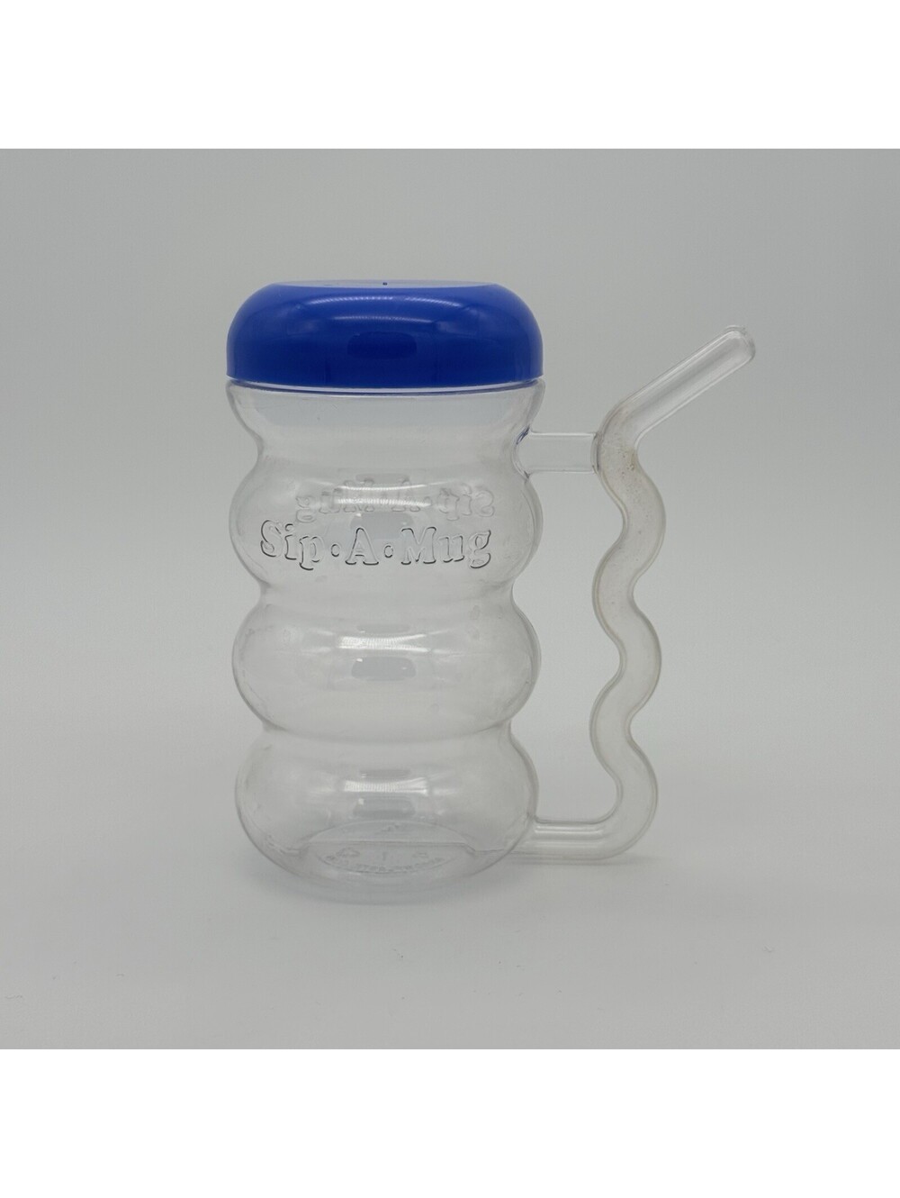 Plastic Sip-A-MUG with Built-In Straw CLEAR With BLUE COLOR TOP